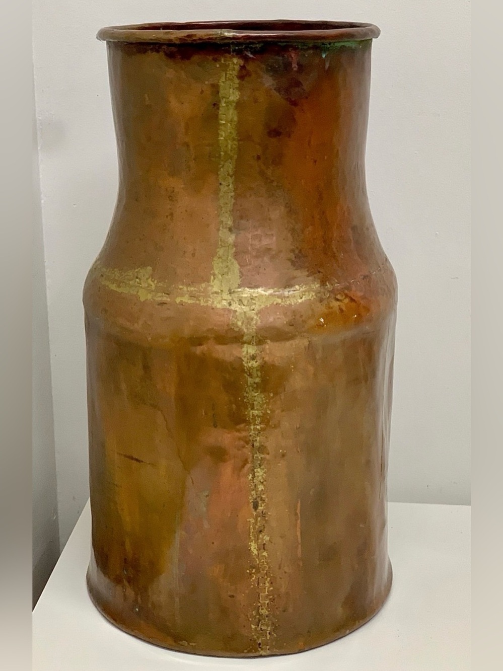 18th Century Antique Hammered Copper Brass Water Pitcher Vase Urn Jug - Picture 10 of 16